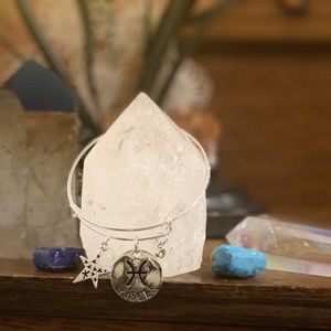 Pisces Bangle w/ Pisces Birthstone & Accent Charm
